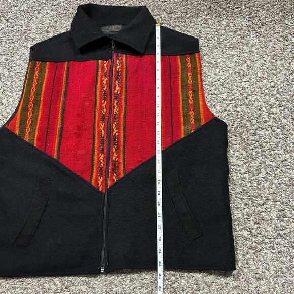 Vintage Alpaca Vest Southwestern Full Zip Peruvian Jacket 70s 80s L/XL Black - Picture 6 of 8